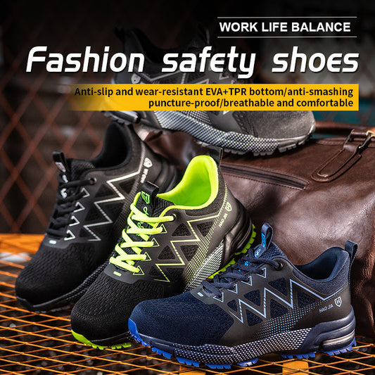 European Code Flying Woven Steel Toe Cap Safety Shoes Male Attack Shield And Anti-stab