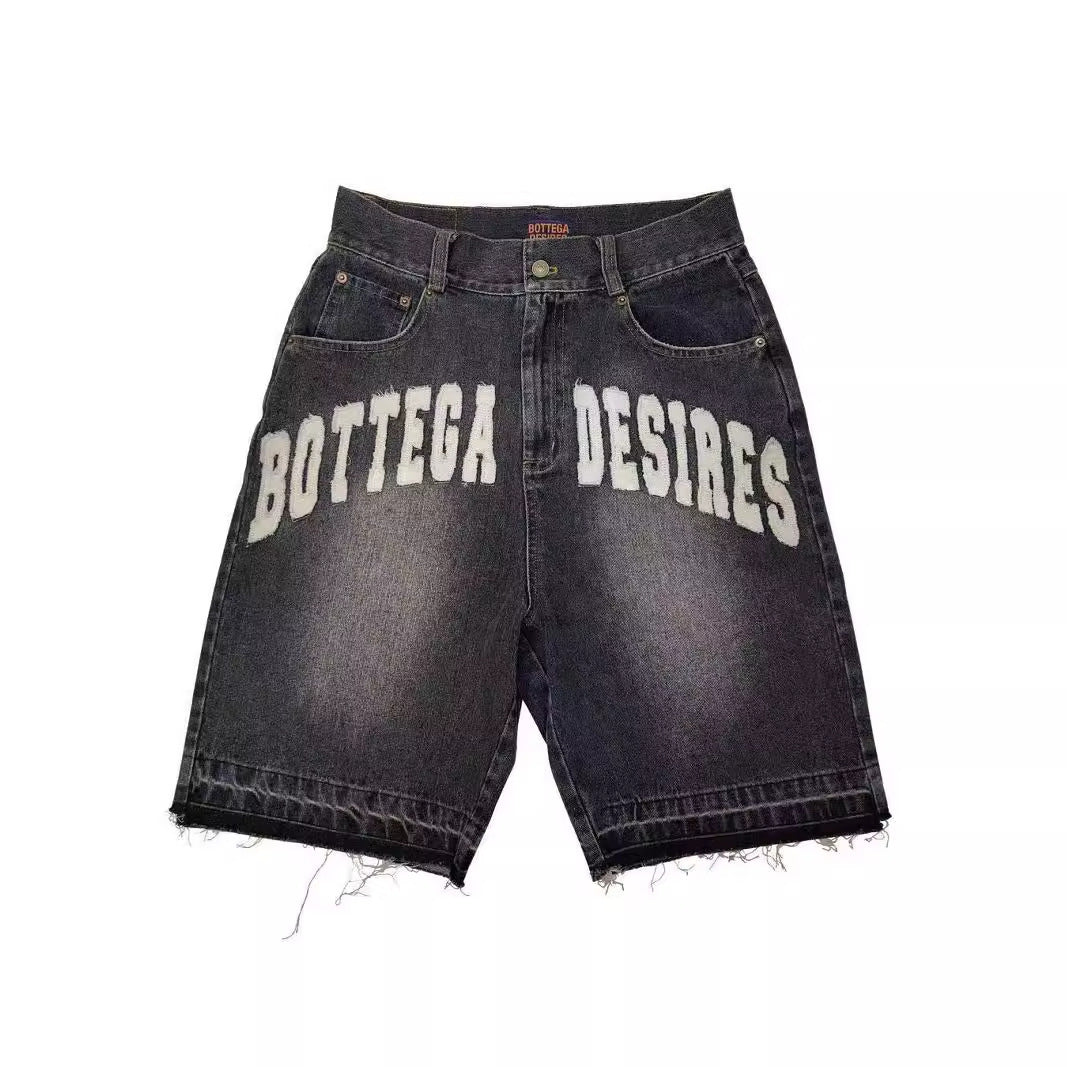 New Fashion Men's Loose Fashion Fashion Brand Retro Alphabet Denim Shorts