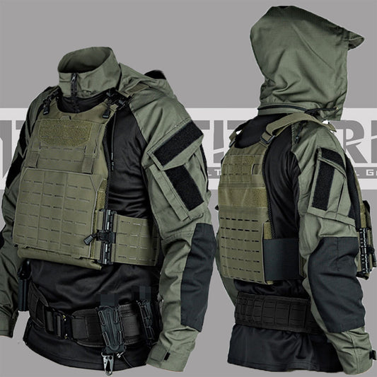 Black And Gray Industrial Attack SP2 Tactical Top Battle Suit