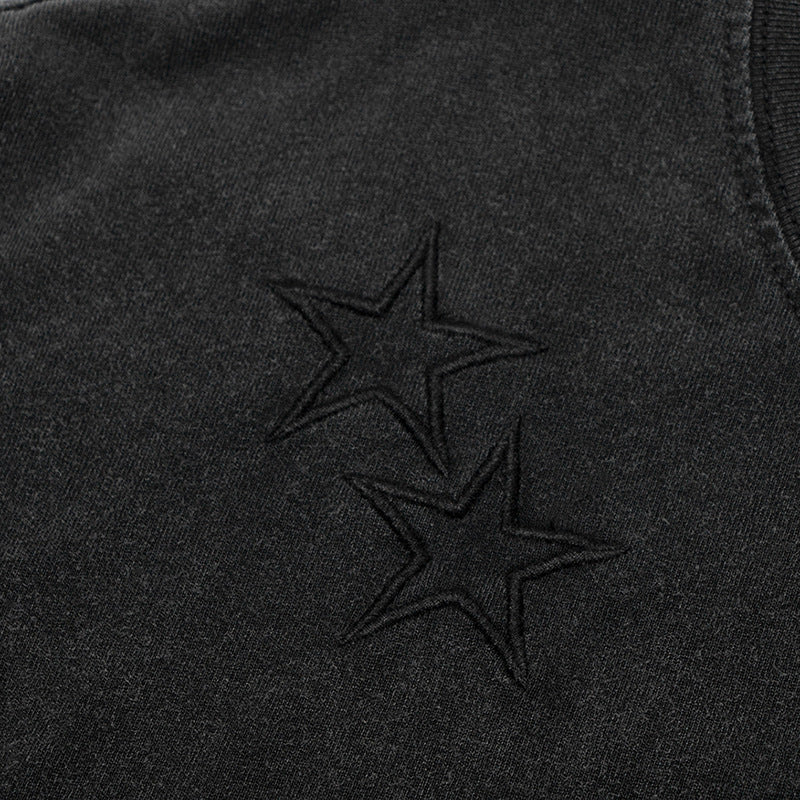 Five-pointed Star Embroidery Casual Short Sleeve Men