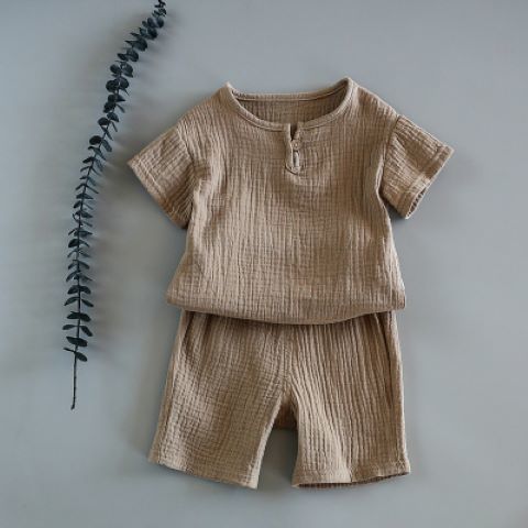 Bébé D'été Coton Ensemble Doux Enfants À Manches Courtes Shorts Deux-Pièce Ensemble enfants vêtements Coton et lin enfants vêtements garçons