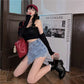 Denim Skirt Women''s Irregular High Waist