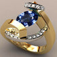 New Blue White Zircon Stone Ring Male Female Yellow