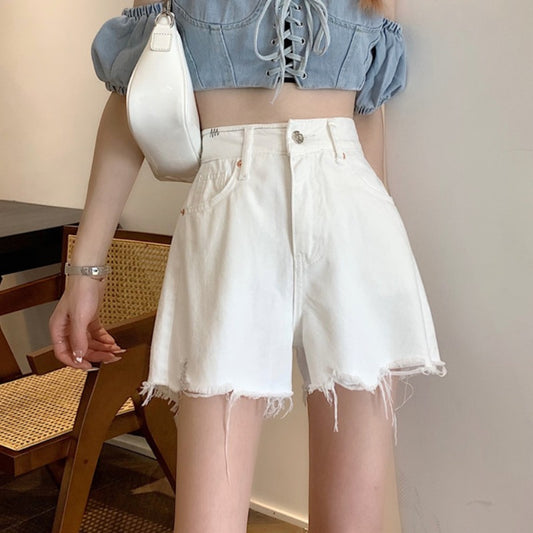 Blanc Denim Shorts Femmes'' D'été