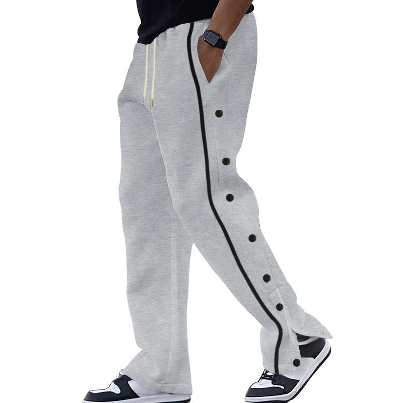 Casual Sports Breasted Pants Men's Loose Straight Trousers