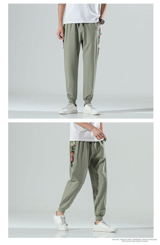 Pantalon décontracté tendance de style chinois, grande taille