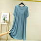 Loose Big Hem V-shaped Pleated Loose Belly-covering Short Sleeve Thin Nightdress