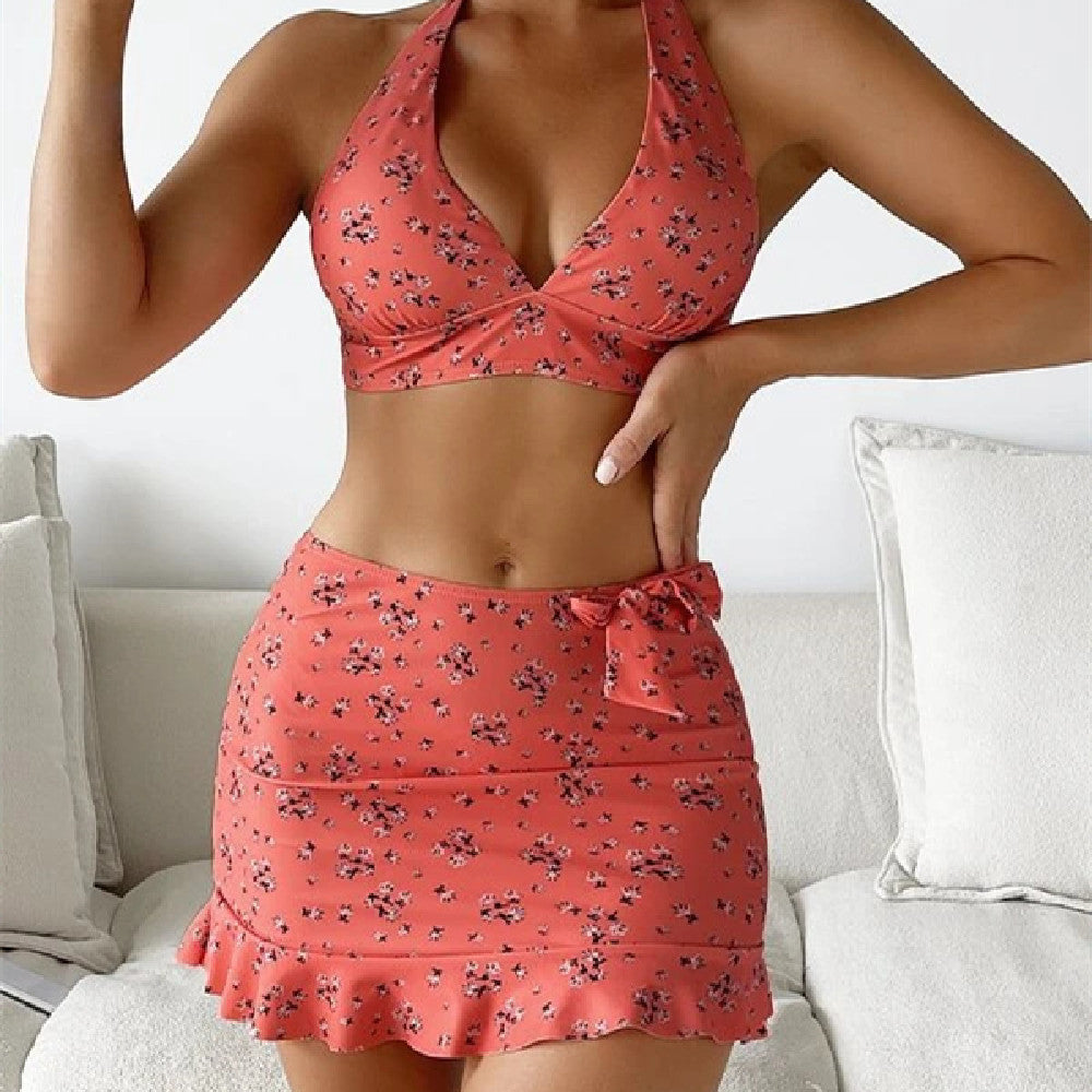 Multi-color Printed Fashion Style Sexy Split Three-piece Women's Swimsuit