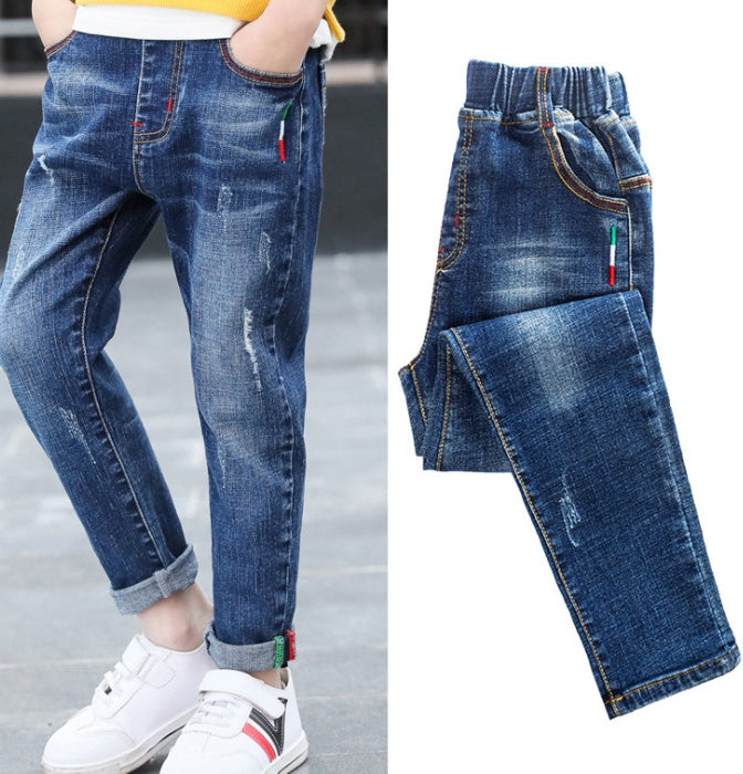 Boys' denim trousers, new style, big children's trousers, spring and autumn children's trousers