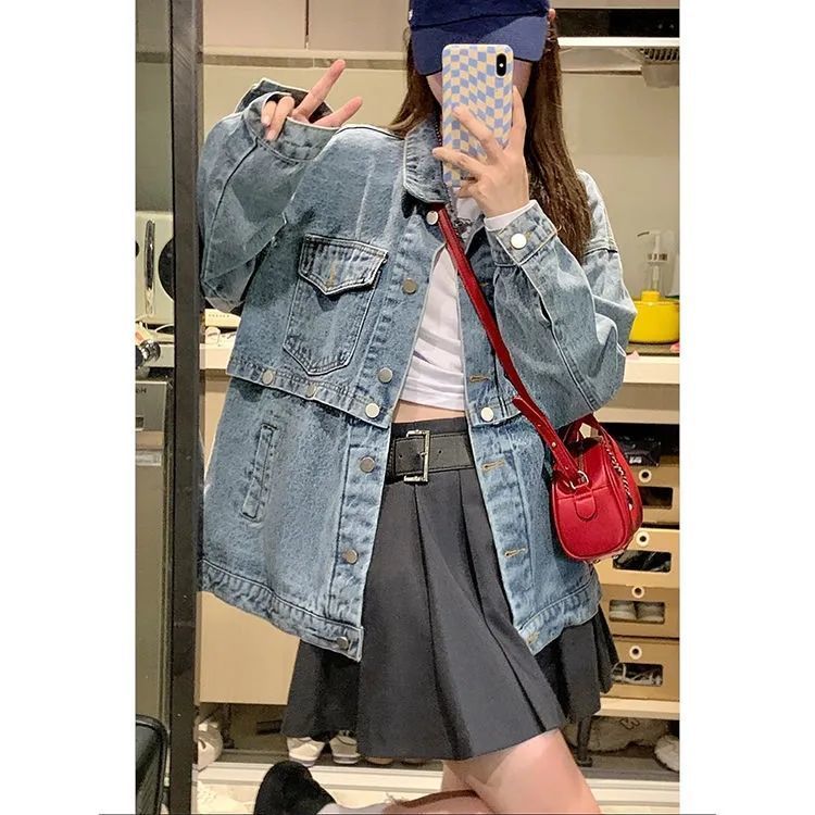 Vintage Denim Jacket Women's Detachable Jacket Top