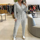 New Beige Lapel Low Cut Long Sleeve Jumpsuit