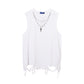 Men's Cotton Vest With Necklace And Broken Hem