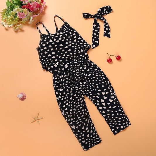 Mode D'été Enfants Filles Vêtements Définit Coton Sans Manches Polka Dot Sangle Filles Salopette Ensembles de Vêtements Tenues Enfants Costumes