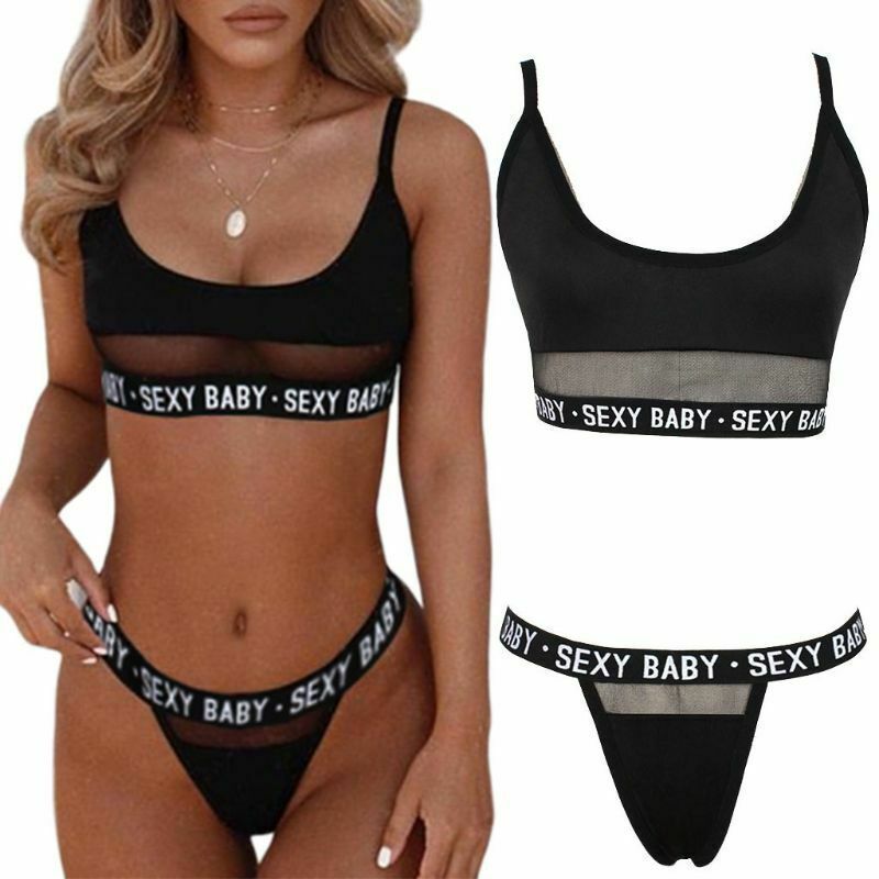 Sexy ajouré lettres split bikini