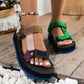 Summer New Thick Bottom Color Matching Velcro European And American Famous Ethnic Style Beach Sandals