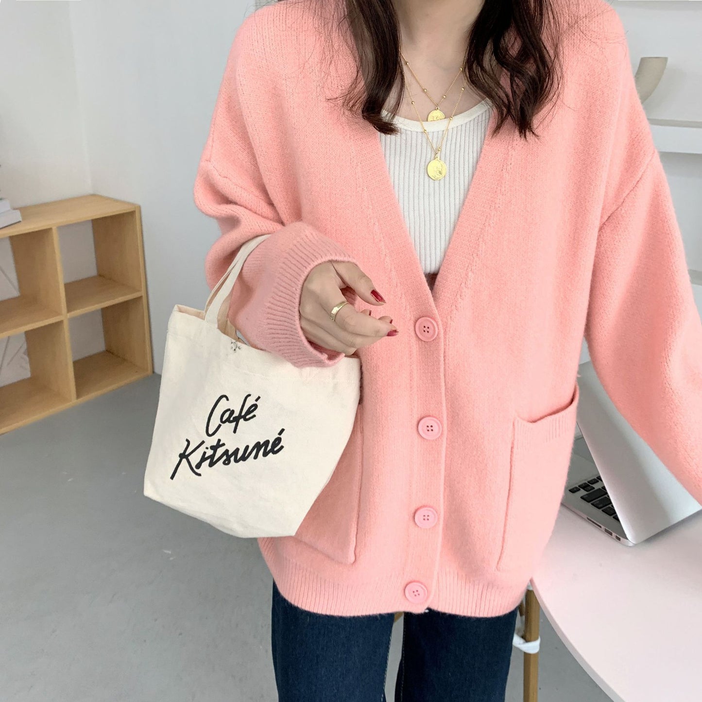 Korean Preppy Style Solid Color Sweater Women's Coat Spring And Autumn New Loose Knitted Cardigan