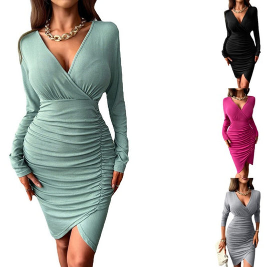 Solid Color Waist Tight Slimming Sheath Dress