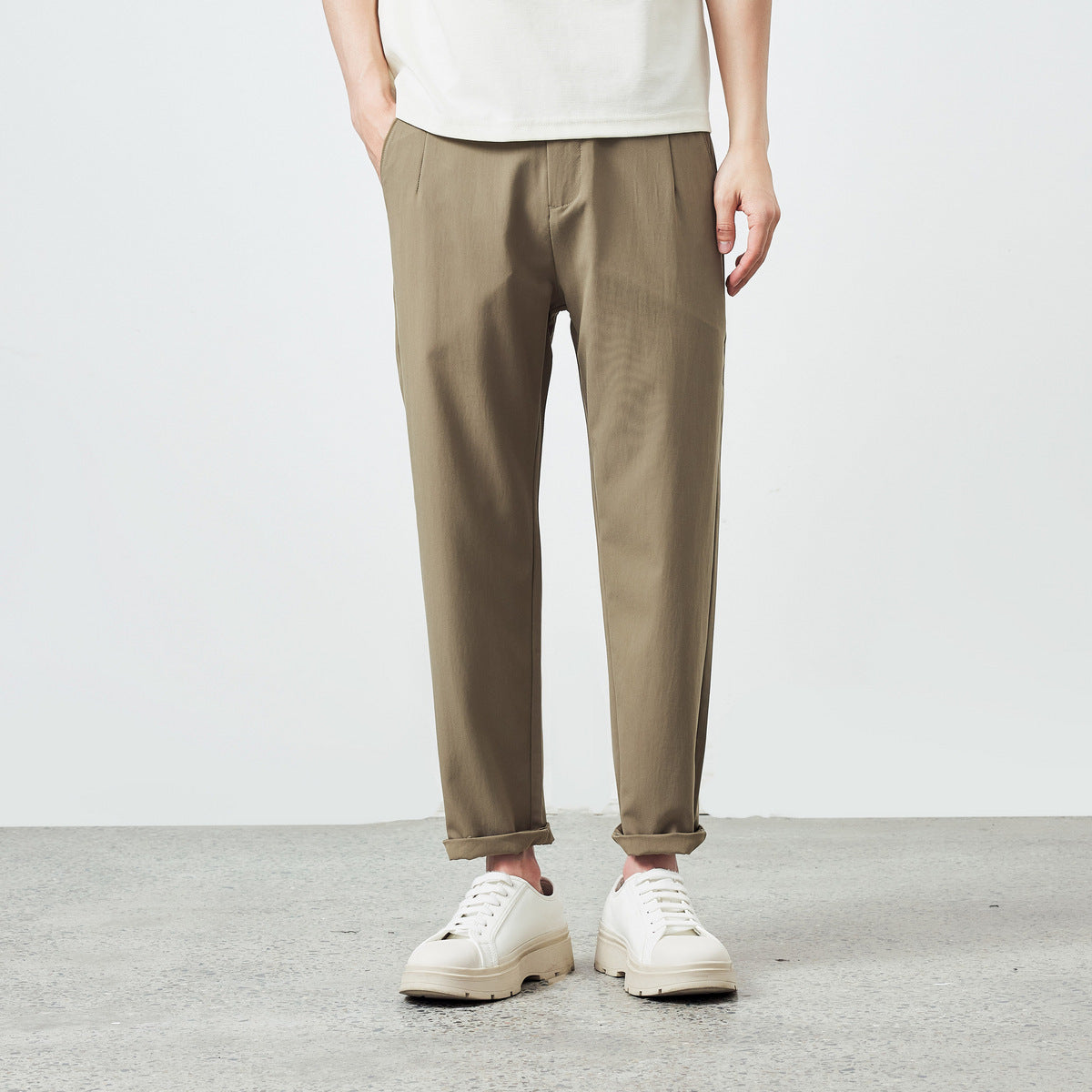 Straight Micro-tapered Casual Pants Simple Solid Color