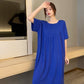 Loose Big Hem V-shaped Pleated Loose Belly-covering Short Sleeve Thin Nightdress