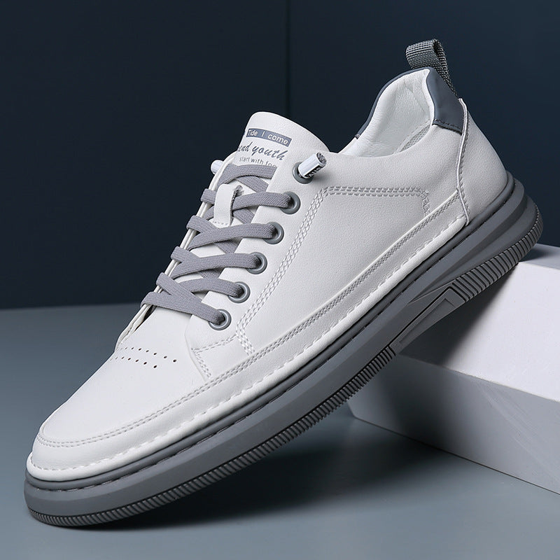 New Men's Leather Small White Shoes