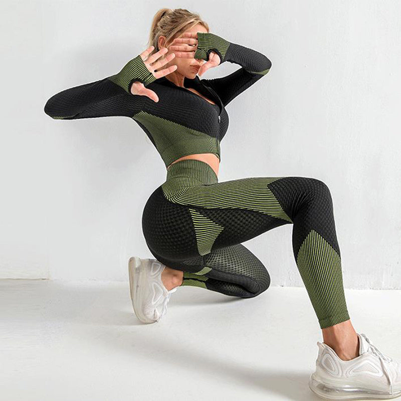 Ensemble de yoga 3 pièces, ensemble de sport sans soudure pour femmes, vêtements de sport | leggings pour femmes