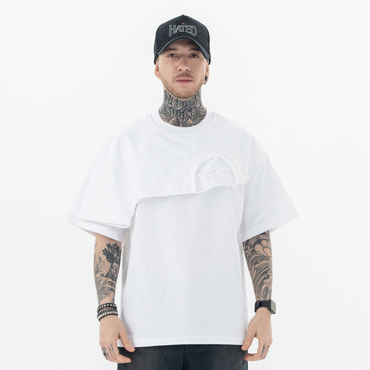 Creative Irregular Fake Two Pieces Short Sleeve