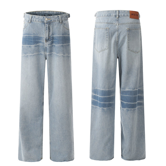 Fashion Gradient Denim Straight-leg Pants Men