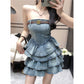 Women's Chest Wrap Denim High Waist Slimming Dress