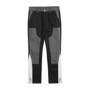 Contrast Color Split Stitching Logging Pants Men's Hip Hop High Street