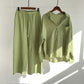 Cross-border Women's Ancient Cotton And Linen Shirt Outfit High Waist Loose Trousers