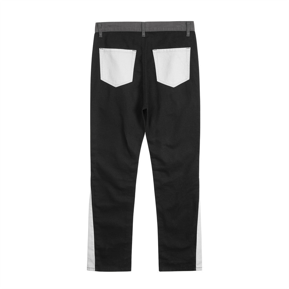 Contrast Color Split Stitching Logging Pants Men's Hip Hop High Street