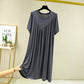 Loose Big Hem V-shaped Pleated Loose Belly-covering Short Sleeve Thin Nightdress