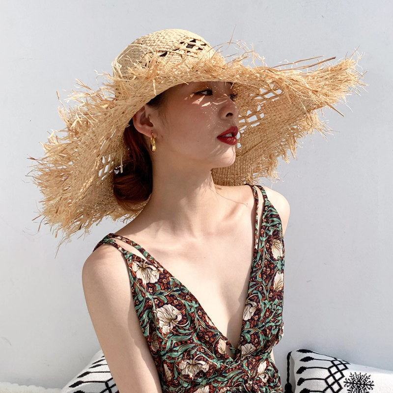 Seaside Beach Hat British Raffia Hat Summer Vacation Sun Protection Sun Hat