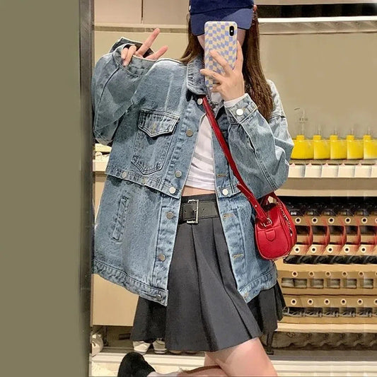 Vintage Denim Jacket Women's Detachable Jacket Top