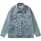 Vintage Denim Jacket Women's Detachable Jacket Top