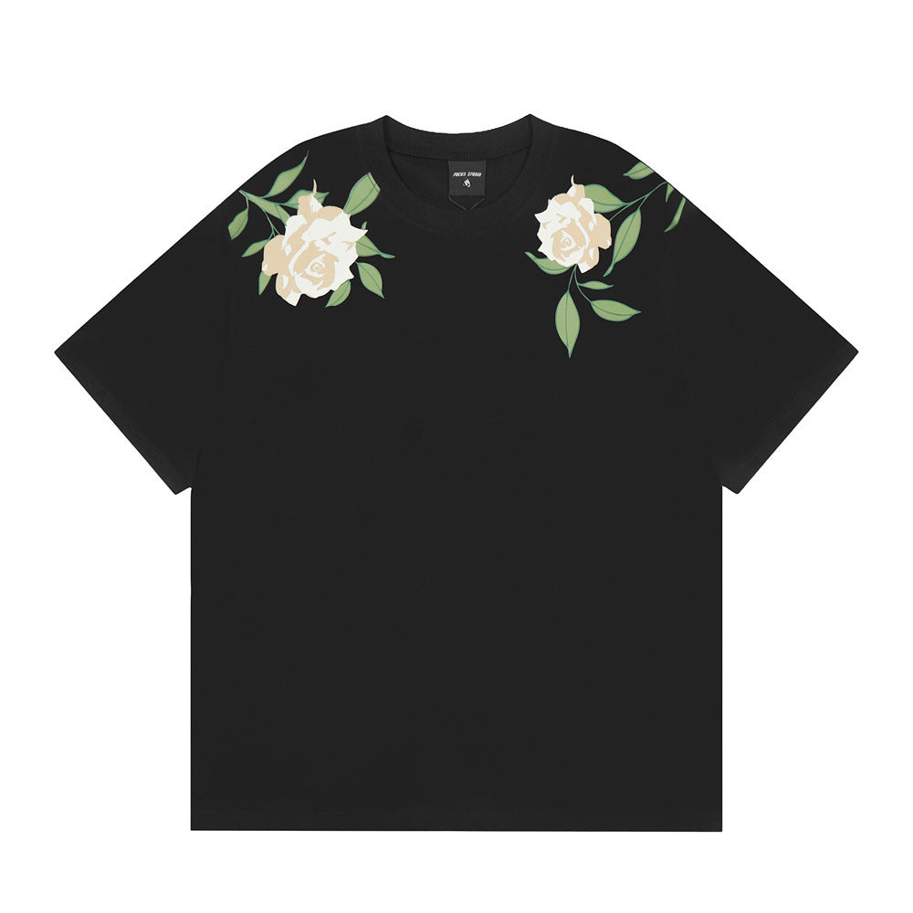 Niche Rose Short-sleeved T-shirt For Men