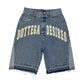 New Fashion Men's Loose Fashion Fashion Brand Retro Alphabet Denim Shorts