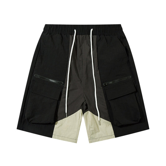 Color Contrast Patchwork Workwear Shorts Men's Functional Outdoor