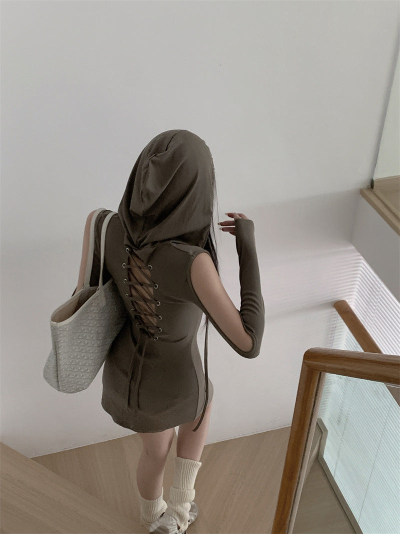 Pure Desire Style Hot Girl Hooded Long Sleeve Dress Women