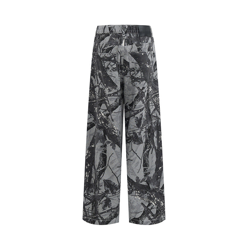 Loose American Retro Camouflage Workwear Wide Leg Pants