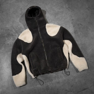 Contrast Color Polar Fleece Plush Coat