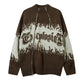 Color Contrast Patchwork Jacquard Stand Collar Sweater Coat