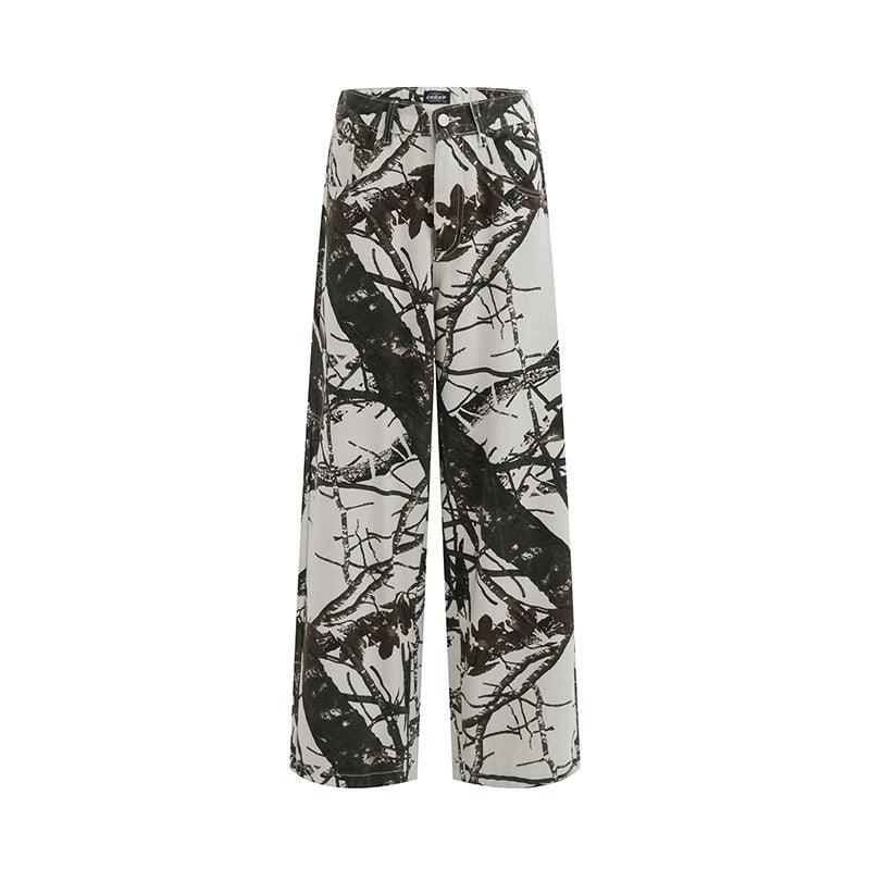 Loose American Retro Camouflage Workwear Wide Leg Pants