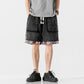 Color Contrast Patchwork Raw Edge Denim Shorts Men