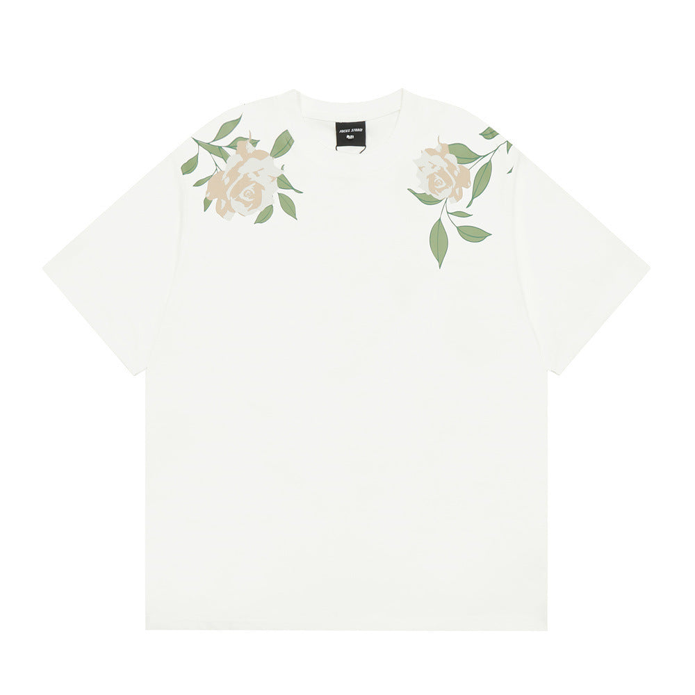 Niche Rose Short-sleeved T-shirt For Men