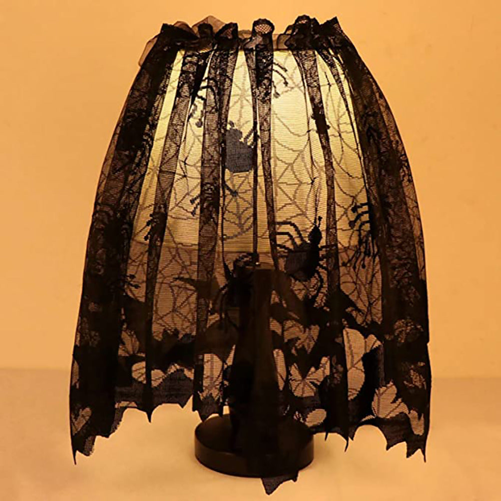 Abat-jour Halloween Dentelle Noire Maille d'araignée