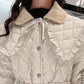 Large Lapel Warm Padded Jacket With Fleece Thick Coat Waist