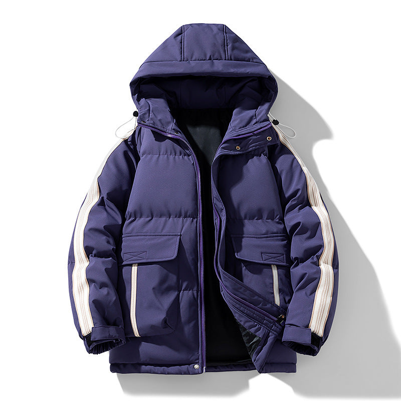 Manteau d'hiver en coton rembourré pour hommes pour adolescents d'extérieur à capuche