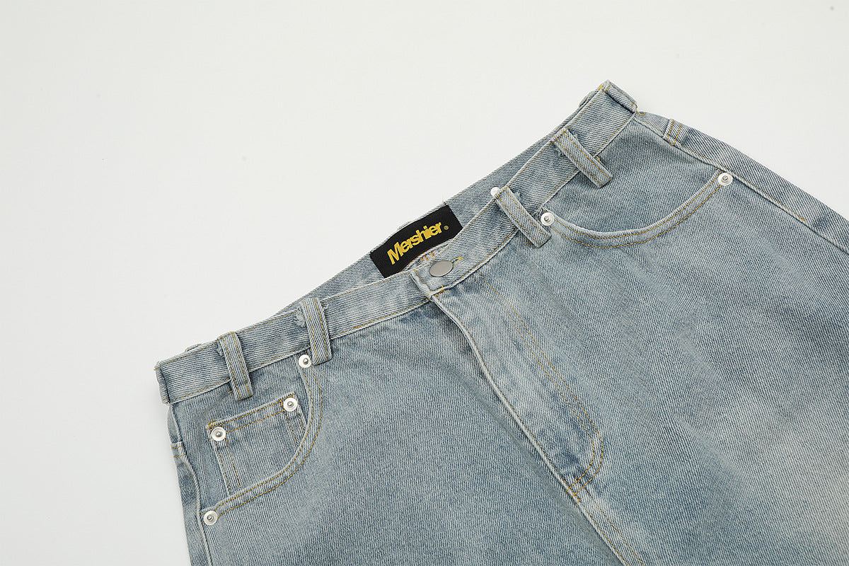 American Retro Nostalgic Washed Denim Shorts