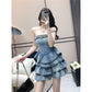 Women's Chest Wrap Denim High Waist Slimming Dress